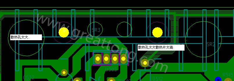 PCB設(shè)計(jì)中，散熱孔散熱片設(shè)計(jì)不當(dāng)，造成很多電源板斷裂