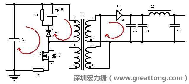 元件布局的時(shí)候，要優(yōu)先考慮高頻脈沖電流和大電流的環(huán)路面積，盡可能地減小,以抑制開關(guān)電源的輻射干擾