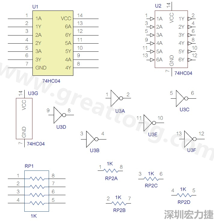 圖1 半導(dǎo)體元件供應(yīng)商所畫的電路圖符號(hào)是模擬元件的接腳圖，而非訊號(hào)流程。