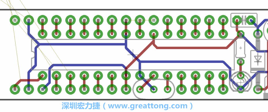 如果可以的話盡量讓接地線保持在電路板的背面，這樣它們就可以在可能范圍內(nèi)和最大的接地面連結(jié)在一起。