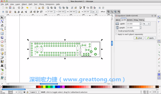 首先，你需要取得電路板設計圖的PNG圖檔，才能在上面進行繪制。這件事做起來比用說的難上許多，而其中一種方法如下所示（我們會先假設你正在使用Inkscape向量繪圖工具）。