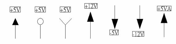 電源符號(hào)有下列幾種，可使用鍵盤 [Ctrl + Tab] 鍵切換：