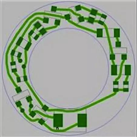 圖6：PCB布線例子：(a)拓?fù)涫阶詣?dòng)布線器(完成了100%導(dǎo)線的布線)；