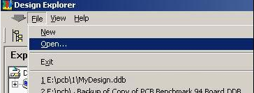 打開Protel 99 SE，點擊File菜單選擇“Open”打開需轉(zhuǎn)換的文件