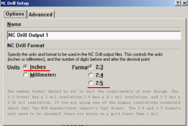 將格式改為“Inches 2：5”（ 以確保資料精度，反之孔與線路有偏移現(xiàn)象；）點OK完成鉆孔文件轉(zhuǎn)換